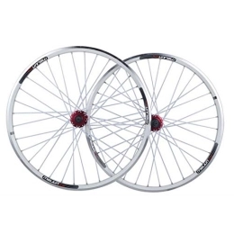 NEZIAN Parti di ricambio Bici Ruote, 32 Fori Rilascio Rapido Freno A Disco Set Ruote Freno A V. 26 Pollici Mountain Bike Cerchi In Lega di Alluminio (Color : White)