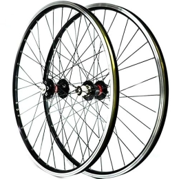 CTRIS Parti di ricambio Bicicletta Ruote 26 Pollici Set Ruote Mountain Bike MTB Mozzo Cerchio in Lega Doppia Parete Primi 2 Posteriori 4 Palin Rilascio Rapido Freno V-Brake 7-11 V (Color : Black)