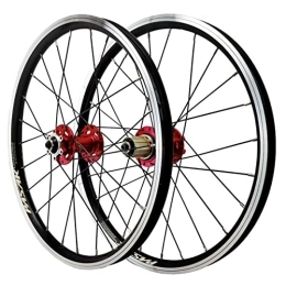 Puozult Ruote per Mountain Bike Bike Wheelset da 20 Pollici 406 Disc / V Freno Mountain Mountain Bicycle Ruota in Lega di Alluminio Six Blaccone 7 8 9 10 11 12 Speed ​​Six Claws 24 Holle (Color : Red)