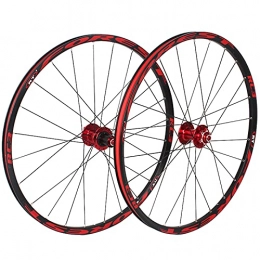 BYCDD Parti di ricambio BYCDD Wheelset da Mountain Bike, a Rilascio rapido Ruote Anteriori Anteriori MTB Wheelset, Fit 7-11 velocità Cassetta Bicicletta Wheelset, Red_26 inch