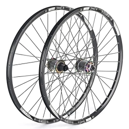 BYCDD Parti di ricambio BYCDD Wheelset da Mountain Bike, Freno a Disco Wheelset MTB, Ruote Anteriori a sgancio rapido Ruote Posteriori Nere Bike Bike Wheels, Fit 8-12 velocità Cassetta Bicicletta Wheelset, Black_26 inch