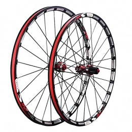 BYCDD Parti di ricambio BYCDD Wheelset per Mountain Bike, Alluminio in Lega di Alluminio Rim Freno a Disco MTB Wheelset, Ruote Anteriori a sgancio rapido Ruote per Biciclette, Black Red_S60 26 inch
