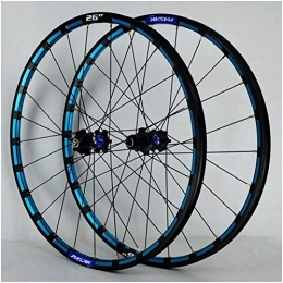 JIE KE Parti di ricambio Cerchio bici 26 27.5 pollici Bicycle Front & Rear Wheel MTB Blue Rim Mountain Bike Wheelset 24 raggio freno a disco per 7-12 Velocità Cassetta Volano QR Accessorio per bicicletta per assi a sgancio ra