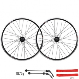 CHP Parti di ricambio CHP MTB Bicycle Wheel Mountain Bike Wheel Set 20 26 Pollici Quick Release Disco Freno V- (Color : Black, Size : 20in Wheel Set)