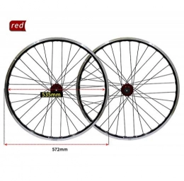 CHP Parti di ricambio CHP Ruota Anteriore e Posteriore da 26" Bike Ruota Set MTB Doppia Lega Parete Rim V / Freni a Disco 7-11 velocità Sealed Cuscinetti del mozzo a sgancio rapido 32H 4 Colori (Color : Red hub)