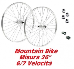 CicloSportMarket Ruote per Mountain Bike COPPIA RUOTE bicicletta Mountain Bike / Misura 26" - 6 / 7 Velocità + FLAP e DADI