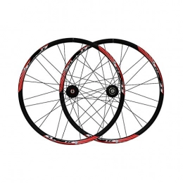 FREEDOH Parti di ricambio FREEDOH 26 Pollici Set Ruote Mountain Bike (Anteriore / Posteriore) Cerchi Sgancio Rapido Bici MTB Cerchio Doppio Strato Lega Alluminio Freno Disco Supporto Volano Cassetta 7 / 8 / 9 velocità, Rosso, 26inch