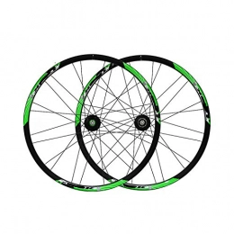 FREEDOH Parti di ricambio FREEDOH 26 Pollici Set Ruote Mountain Bike (Anteriore / Posteriore) Cerchi Sgancio Rapido Bici MTB Cerchio Doppio Strato Lega Alluminio Freno Disco Supporto Volano Cassetta 7 / 8 / 9 velocità, Verde, 26inch