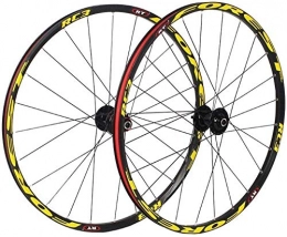 L.BAN Parti di ricambio L.BAN Mountain Bike Wheelset 26, MTB Cuscinetti sigillati per Freni a Disco a Doppia Parete a sgancio rapido compatibili 8 / 9 / 10 velocità, giallo-26 Pollici