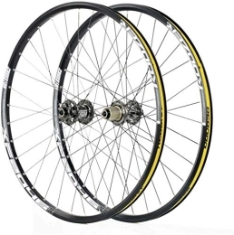 L.BAN Parti di ricambio L.BAN Ruote Ciclismo per 26 27, 5 29 Pollici Mountain Bike Wheelset in Lega a Doppia Parete Freno a Disco a sgancio rapido Compatibile 8-11 velocità, giallo-26 Pollici