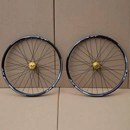 PASAK Ruote per Mountain Bike Leggero Mountain Bike Ruota Set 32 ​​□□ fori 26" / 27.5" / 29" Bicycle Wheel Set freni a disco sgancio rapido oro Hub Drum (ruota anteriore + ruota posteriore) ( Color : Gold hub drum , Size : 26" )