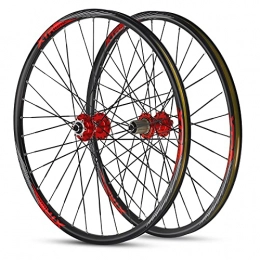 LICHUXIN Parti di ricambio LICHUXIN 26 / 27.5 / 29 Pollici MTB Ruote 120 Anello Anteriore Posteriore Ruota Rilascio Rapido Freno A Disco Altezza Cerchio 21mm 8 9 10 11 velocità 32H (Color : Red, Size : 26in)