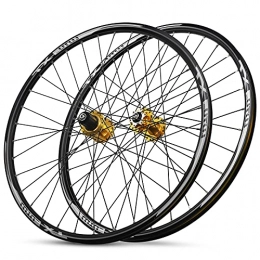 LICHUXIN Parti di ricambio LICHUXIN MTB Ruote Bici 26 Pollici in Lega A Doppia Parete Cuscinetto Sigillato 32 Buche Freno Disco Rilascio Rapido Ruote 8 9 10 11 velocità Cassetta (Color : Gold)