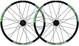 LILIS Parti di ricambio LILIS Cerchi Bici Bike Wheel Set da 24" in Lega di MTB della Rotella Doppia Parete Rim Pneumatici 1, 5-2, 1" 24H Freno a Disco 7-11 velocità Palin Hub Quick Release (Color : Green-B)