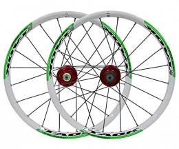 LSRRYD Parti di ricambio LSRRYD 20" BMX Cerchio MTB Bicicletta Pieghevole Set Ruote Freno A Disco Rilascio Rapido Bici Ruote 1580g 20 Fori Mozzo per 7 / 8 / 9 velocità Cassetta (Color : Green, Size : 406)