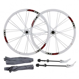 LvTu Parti di ricambio LvTu Mountain Bike Coppia Ruote MTB Bici Anteriore Posteriore Ruota 26 Pollici, 24H Rilascio Rapido 7 8 9 10 velocità Disco Doppio Muro Rim (Color : White Hub)