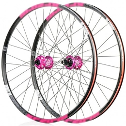 LYRONG Set di Ruote Bici MTB, Ruota Anteriore e Posteriore Fibra di Carbonio Ultraleggera Copertoncino, Disco Freno, Rilascio Rapido per 7-11 di velocità,Pink_26 Inches