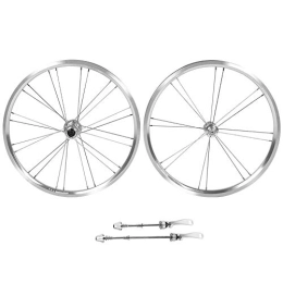 MAGT Ruote per Mountain Bike MAGT Ruota 20 Pollici Posteriore, 1 Coppia 20 Pollici in Lega di Alluminio Ultraleggero Anteriore 2 Posteriore 4 Cuscinetti V Freno Set di Ruote per Bicicletta Pieghevole per Mountain Bike(Argento)