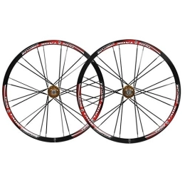 KANGXYSQ Parti di ricambio Mountain Bike 26 Pollici Set Ruote 6 Chiodo Freno Disco Ruota Bicicletta Rilascio Rapido 24 Buche Base Torre In Acciaio Mozzo Cuscinetto 8 9 10 Velocità (Color : Gold Hub, Size : Black rim)