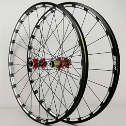 Mountain Bike Ruote per Mountain Bike Mountain Bike Barrel Albero Wheel Set Etero-Pull 24 buche 4 Cuscinetti del Freno a Disco 26" / 27.5" 3-Lati in Alluminio CNC Rim Red Carbon a Tamburo (A Pair Wheels) (Color : Red, Size : 26")