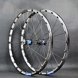 Mountain Bike Ruote per Mountain Bike Mountain Bike Quick Release Wheel Set Etero-Pull 24 buche 4 Cuscinetti del Freno a Disco 26" / 27.5" 3-Lati CNC Alluminio Rim Nero + Blu Hub Drum (A Pair Wheels) (Size : 26")