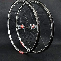 Mountain Bike Ruote per Mountain Bike Mountain Bike Quick Release Wheel Set Etero-Pull 24 buche 4 Cuscinetti del Freno a Disco 26" / 27.5" 3-Lati CNC Alluminio Tamburo Rim Titanium + Red Hub (A Pair Wheels) (Size : 26")