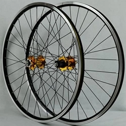 SHKJ Parti di ricambio Mountain Bike Wheelset 26 / 27.5 / 29" Rilascio Rapido Freno A Disco V Freno Alluminio Cerchi Doppia Parete Cerchio Ruota Bici Bicicletta per 7 8 9 10 11 12 velocità (Color : Gold, Size : 29 inch)