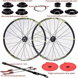 LIMQ Parti di ricambio MTB Bicicletta 26" Mountain Bike Set di Ruote Cerchio A Doppia Parete Cerchio in Lega Leggera Freno A Disco 8-12 velocità Cassetto Sollevamento Cuscinetto Sigillato, E