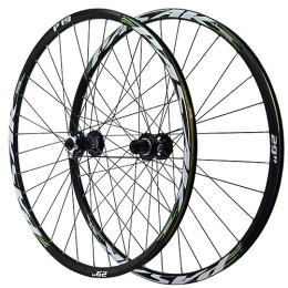 MYKINY Ruote per Mountain Bike MYKINY 26 27, 5 29 Pollici Ruote for Mountain Bike A Disco, Anteriori 2 Posteriori 5 Cuscinetti A Sgancio Rapido 32 Mozzo Bici Freno Disco A Sei Chiodi 7-12 Velocità Ruote (Color : Black green, Size :