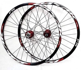 NBVCX Ruote per Mountain Bike NBVCX Accessori per la Vita Ruote per Bici Pneumatici Raggi Cerchio Set di Ruote per Mountain Bike Ruota per Bicicletta da 26 / 27, 5 / 29 Pollici Rosso (Anteriore + Posteriore) Lega di Alluminio a Doppia