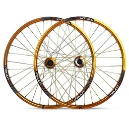 NEZIAN Ruote per Mountain Bike NEZIAN Set Ruote per Bicicletta MTB 26 Pollici Ruote per Mountain Bike Cerchio 7-10 velocità Mozzi Ruota Freno A Disco 32H Rilascio Rapido Lega Alluminio (Color : Gold)