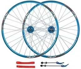 QHY Parti di ricambio QHY Ruote Coppia Ruote Bici 20mm 26 Pollici MTB Bicicletta Ruota Anteriore Posteriore Cerchio Lega Doppia Parete Rilascio Rapido 7-10 velocità Freno Disco 32H (Color : Blue)