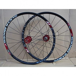 QHY Parti di ricambio QHY Ruote MTB Ruote per Bicicletta da 26 Pollici Orlo Doppio Strato Set di Ruote per Bici Cuscinetto Sigillato Freno Disco Rilascio Rapido 8-10 velocità Volano Cassetta 24H (Color : Red)