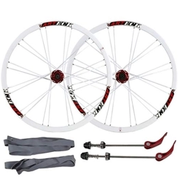 QHY Ruote per Mountain Bike QHY Ruote Set di Ruote per Mountain Bike da 26 Pollici, Ruote Ciclismo MTB Freno a Disco Rilascio rapido Cuscinetti sigillati Compatibile 7 8 9 10 velocità 24H (Color : White, Size : 26inch)