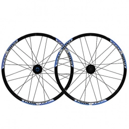 QHY Parti di ricambio QHY Ruote Set Ruote Bici 24" Ruota MTB Cerchio in Lega Doppia Parete Pneumatici 1.5-2.1" Freno Disco 7-11 velocità Palin Hub Rilascio Rapido 24H (Color : Blue-B)