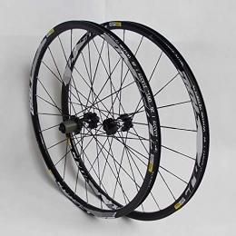 QXFJ Ruote per Mountain Bike QXFJ Ruote Bici, Set Ruote Bici Set di Ruote Mountain Bike con Serratura A Sei Chiodi 26 / 27, 5 / 29 Pollici Cerchio in Alluminio Raggi in Acciaio Inossidabile Nero Tiraggio Dritto A 24 Fori