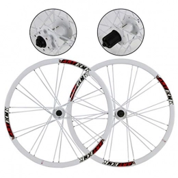 RSTO Parti di ricambio RSTO MTB Coppia Ruote 26 Pollici Bici, Mountain Bike Doppio Muro Rim Lega di Alluminio 24H Rilascio Rapido per 26" X 1, 35~2, 125 Pneumatici (Color : White)