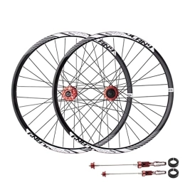 Asiacreate Parti di ricambio Ruota Ciclistica 26 / 27.5 / 29" Set di Ruote in Lega A Doppio Strato 32H Cerchio Sgancio Rapido Cuscinetto Sigillato Freno A Disco QR Mountain Bike Ruote (Color : Red, Size : 26'')