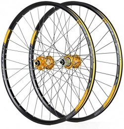 LIMQ Parti di ricambio Ruote Ciclismo per 26 27 5 29 Pollici Mountain Bike Coppia Ruote Lega A Doppia Parete Freno A Disco A Sgancio Rapido Compatibile 8-11 velocità, Gold-26inch