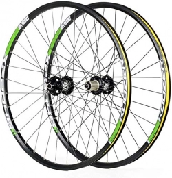 LIMQ Parti di ricambio Ruote Ciclismo per 26 27 5 29 Pollici Mountain Bike Coppia Ruote Lega A Doppia Parete Freno A Disco A Sgancio Rapido Compatibile 8-11 velocità, Green-26inch