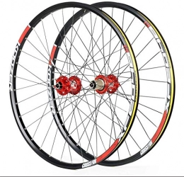 LIMQ Parti di ricambio Ruote Ciclismo per 26 27 5 29 Pollici Mountain Bike Coppia Ruote Lega A Doppia Parete Freno A Disco A Sgancio Rapido Compatibile 8-11 velocità, Red-27.5inch