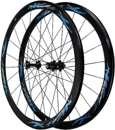 FOXZY Parti di ricambio Ruote da ciclismo Ruote for bici da strada Set di ruote 700C 40mm Opaco 20mm di larghezza Adatto a set di ruote for mountain bike con cassetta da 7-12 velocità (Color : Black hub blue)