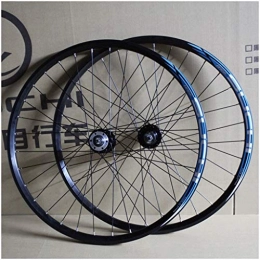 QHY Parti di ricambio Ruote Set Ruote per Bici 27, 5 Pollici Cerchio MTB A Doppia Parete Freno Disco QR per 8-10 velocità Volano Cassetta Ruote per Bicicletta 32 Fori (Color : Blue, Size : 27.5in)