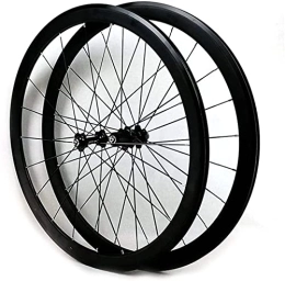 EMISOO Parti di ricambio Set di Ruote 700C, Ruote per Bici da Strada in Fibra di Carbonio 40mm Opaco 20mm di Larghezza Adatto a Cassetta 7-12 velocità QR Set di Ruote per Mountain Bike Set di Ruote (Color : Black hub not log