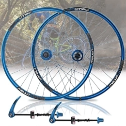 Samnuerly Ruote per Mountain Bike Set di ruote da 26 pollici Ruota per mountain bike Mozzi in lega di alluminio Cerchi per freno a disco a sgancio rapido Misura cassetta 7 8 9 10 velocità (Color : Black) (Blue)
