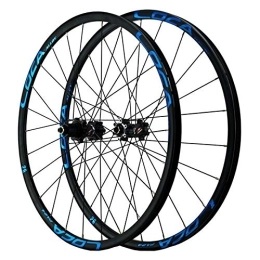 CTRIS Parti di ricambio Set di ruote per mountain bike 26 / 27, 5 / 29 pollici doppia parete ultra-leggera in lega Rim Cassette freno a disco QR 12 velocità con mozzo dritto 24 fori (colore: blu, dimensioni: 26 cm)