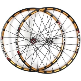 KANGXYSQ Ruote per Mountain Bike Set Di Ruote Per Mountain Bike 26 / 27.5 Pollici Ruote Ciclismo Freno Disco QR Doppio Strato Cerchio Lega Molta Forza Ultraleggero 8, 9, 10 Volano Cassetta (Color : Gold hub gold logo, Size : 26inch)