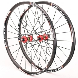 OMDHATU Parti di ricambio Set Di Ruote Per Mountain Bike Da 26 / 27, 5 / 29 Pollici Freno A Disco Mozzi A Cuscinetti Sigillati Supporto Cassetta 8-11 Velocità Set Di Ruote A Raggi Piatti QR (Color : Red, Size : 26 inch)