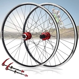 Samnuerly Ruote per Mountain Bike Set di ruote per mountain bike da 26 pollici V / Freno a disco Ruote da ciclismo MTB Cerchio in lega di alluminio QR 32H Fit cassetta velocità 7 / 8 / 9 / 10 (Color : 26in Red) (26in Red)