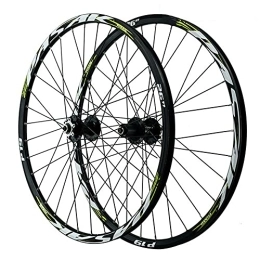 QHY Parti di ricambio Set di Ruote per Mountain Bike Freno A Disco Ruote MTB Lega di Alluminio Mozzo 32H Raggi Anteriore 2 Posteriore 4 Fori Cerchio QR 1-1 / 2" AM (Color : Green, Size : 26 inch)